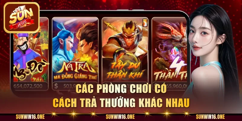 Các phòng chơi có cách trả thưởng khác nhau