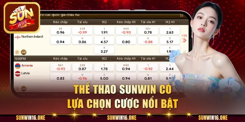 Thể thao Sunwin có lựa chọn cược nổi bật